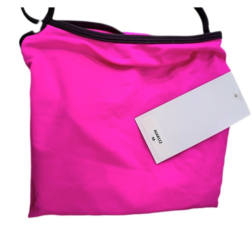 Aja VTG Hot Pink Side Cutout Keyhole Crossback Dance Leotard Built-in Bra Sz AM - Picture 16 of 16
